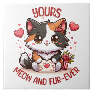 Carreau Calico Chat Adorable pour la Saint-Valentin
