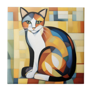 Carreau Calico Cubisme Une Feline