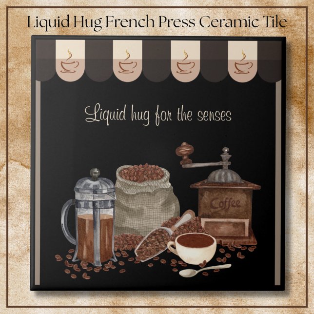 Carreau Câlins Liquides Réconfortants Art du Café à la Pre (Comforting Liquid Hug French Press Coffee Art)