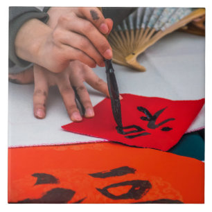 Carreau Calligraphie chinoise démonstration céramique