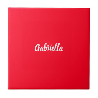 Carreau Calligraphie Élégant Rouge Blanc Plaine Nom simple