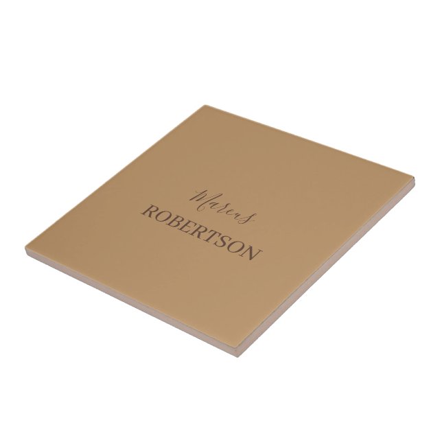 Carreau Calligraphie monogramme marron minimaliste profess (Côté)