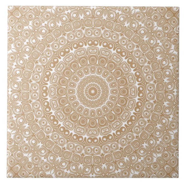 Carreau Camel Brown Mandala Motif Design (Devant)