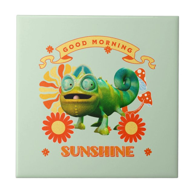Carreau Caméléon drôle Bonjour Soleil (Devant)