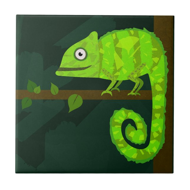 Carreau Caméléon mignon vert (Devant)