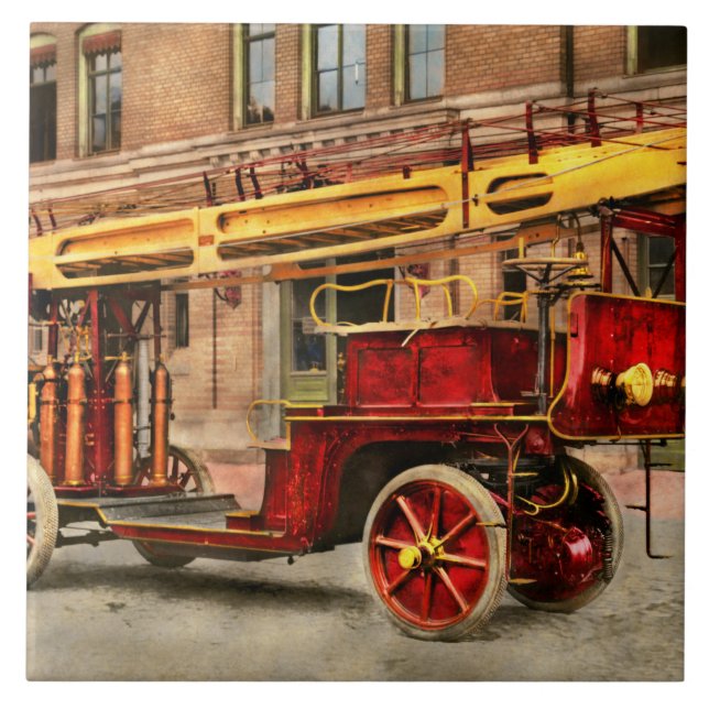 Carreau Camion de pompiers - Une échelle électrique 1907 (Devant)