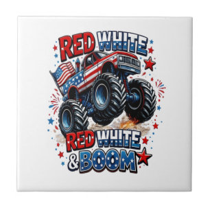 Carreau Camion Monstre Red White Boom