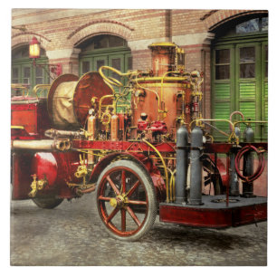 Carreau Camion-pompier - Camion-pompe électrique 1907