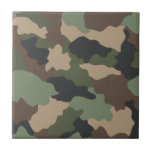 Carreau Camouflage Bois Camo Militaire Kaki Tan Noir<br><div class="desc">Ces carreaux en céramique disposent d'un motif d'impression de camouflage parfait pour les amis et la famille dans l'armée ou les amateurs de camo. Ce motif de camo boisé comprend les couleurs vert kaki,  brun,  brun et noir fusain. Conçu par l'artiste ©Susan Coffey.</div>