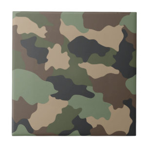Carreau Camouflage Bois Camo Militaire Kaki Tan Noir