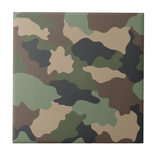 Carreau Camouflage Bois Camo Militaire Kaki Tan Noir (Devant)