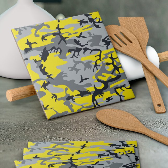 Carreau Camouflage jaune et gris, Militaire, Armée (Créateur téléchargé)