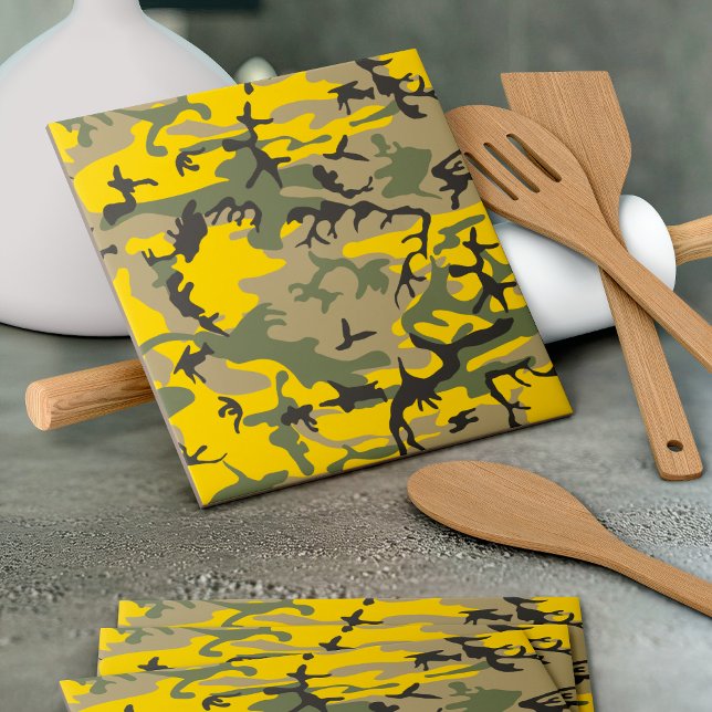 Carreau Camouflage jaune et vert, Militaire, Armée (Créateur téléchargé)