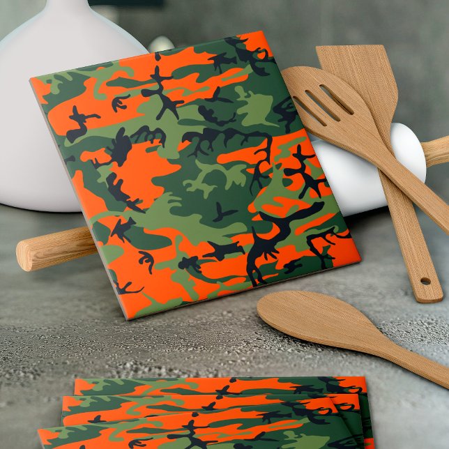 Carreau Camouflage orange et vert, Militaire, Armée (Créateur téléchargé)