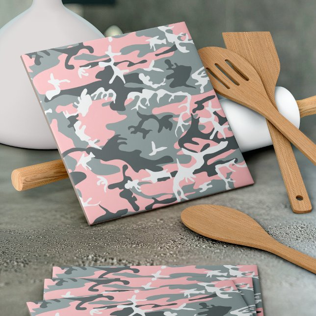 Carreau Camouflage rose et gris, Militaire, Armée (Créateur téléchargé)