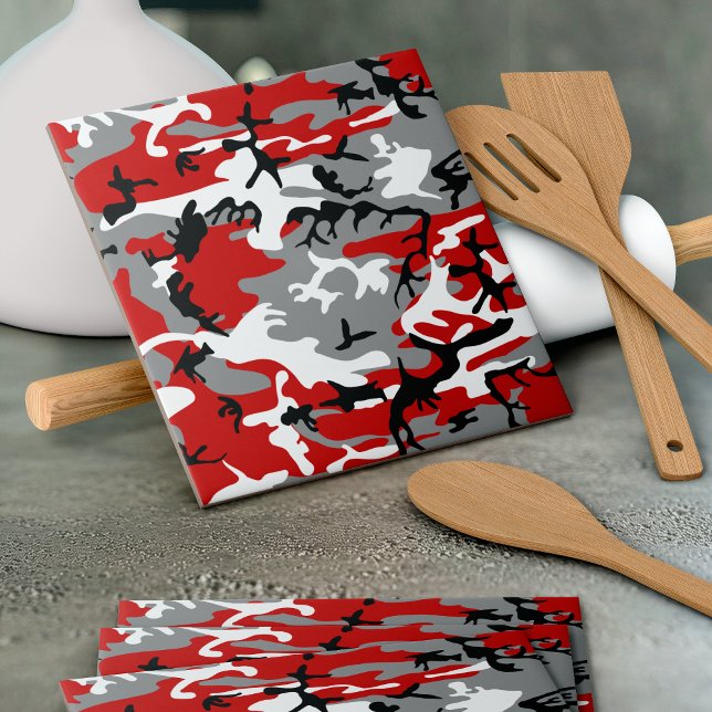 Carreau Camouflage rouge et gris, Militaire, Armée (Créateur téléchargé)