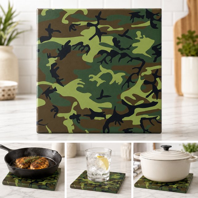Carreau Camouflage Vert Militaire (Military Green Camouflage Tile)