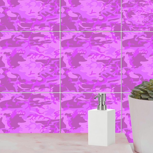 Carreau Camouflage violet clair (Light Purple Camouflage Ceramic Tile)