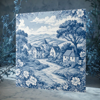 Carreau Campagne pastorale française rurale toile de Jouy