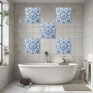 Carreau Campagne pastorale rurale toile française bleue