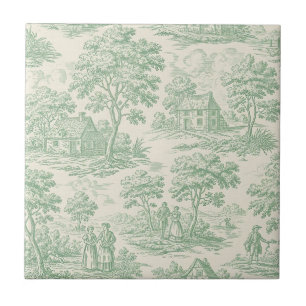 Carreau Campagne Sage Vert Toile Animal de Ferme