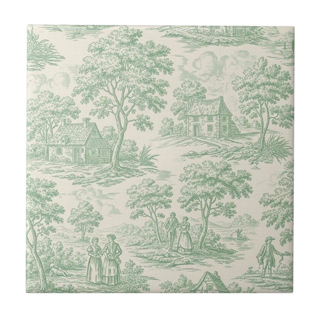 Carreau Campagne Sage Vert Toile Animal de Ferme (Devant)