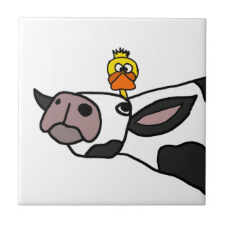 Carreau Canard drôle sur une bande dessinée de vache