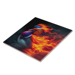 Carreau Canard mandarin flamboyant aux flammes étourdissan