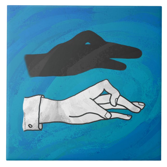 Carreau Canard noir sur bleu (Devant)