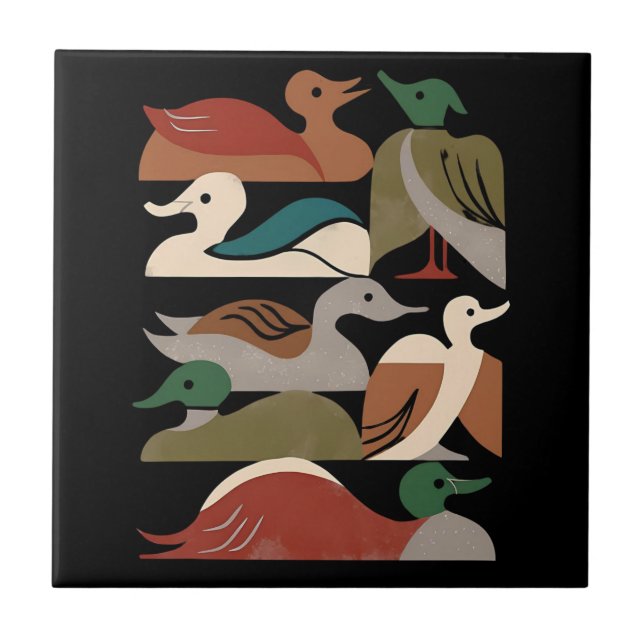 Carreau Canards Dans Une Rangée (Noir) (Devant)