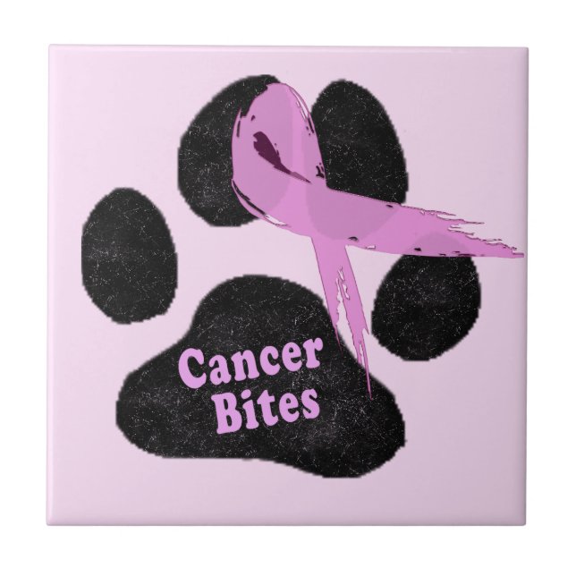 Carreau Cancer du sein Bites Ruban Rose Patte de Chien  (Devant)