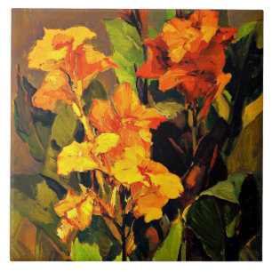 Carreau Canna Lilies, tableau à fleurs de Franz Bischoff