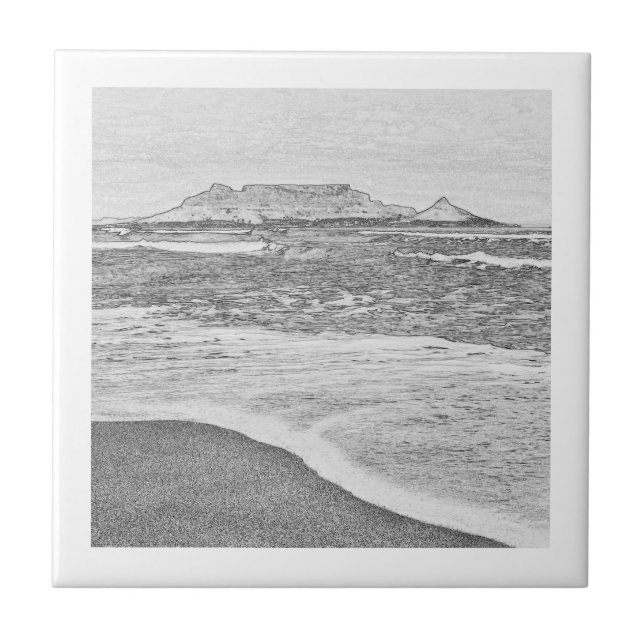 Carreau Cape Town Table Mountain Beach Ocean Sketch (Devant)