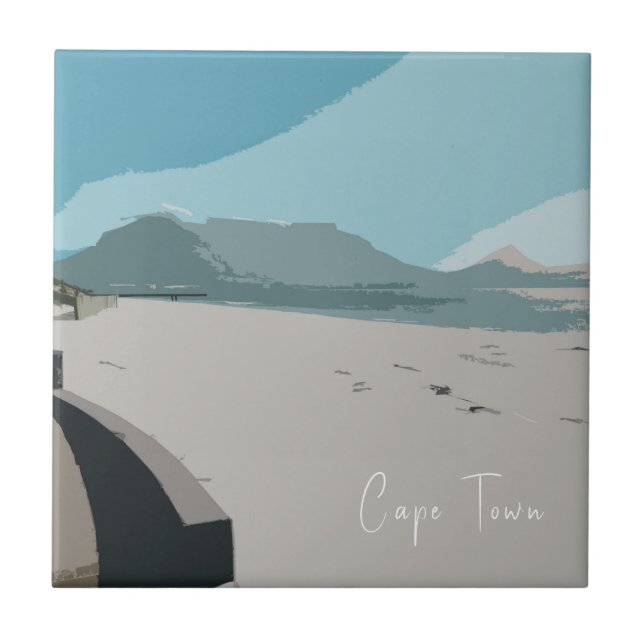 Carreau Cape Town Table Mountain Ocean Sketch (Devant)