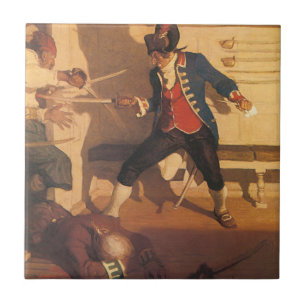 Carreau Capitaine Pirate Vintage, Combat à l'Épée par NC W