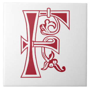 Carreau Capitale décorative botanique médiévale F