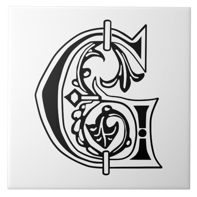 Carreau Capitale décorative botanique médiévale G (Devant)