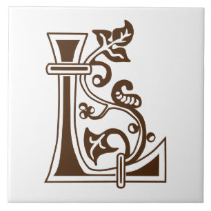 Carreau Capitale décorative botanique médiévale L