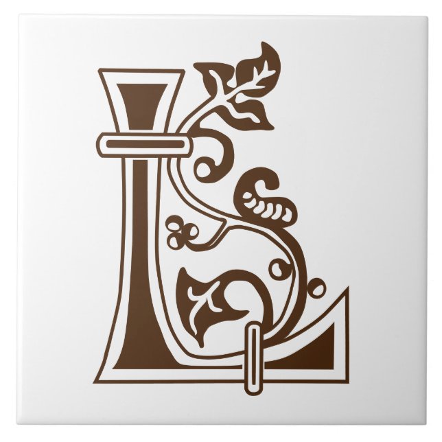 Carreau Capitale décorative botanique médiévale L (Devant)