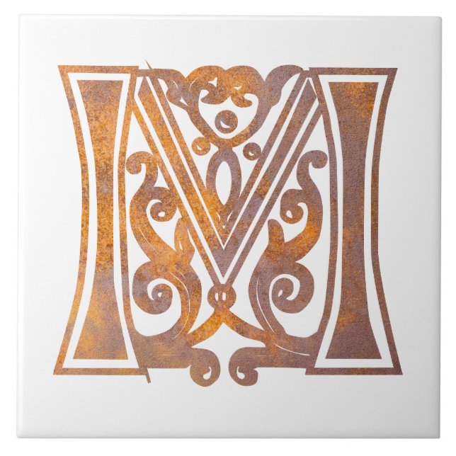 Carreau Capitale décorative botanique médiévale M (Devant)