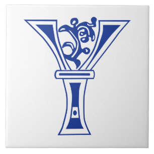 Carreau Capitale décorative botanique médiévale Y