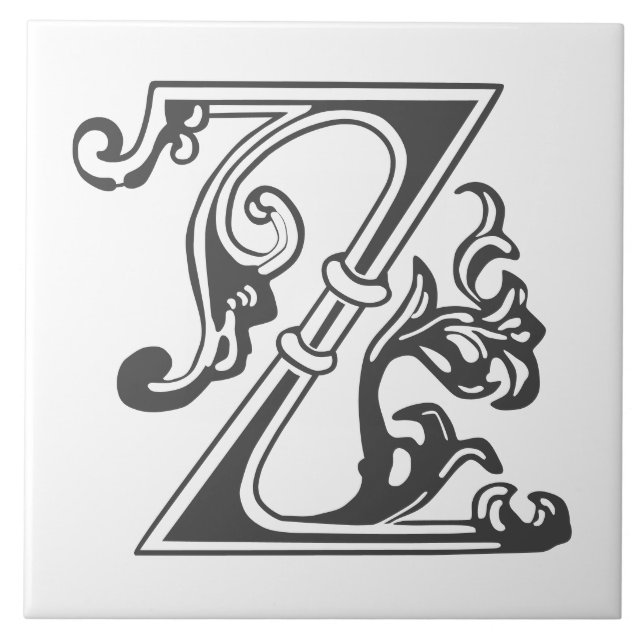 Carreau Capitale décorative botanique médiévale Z (Devant)