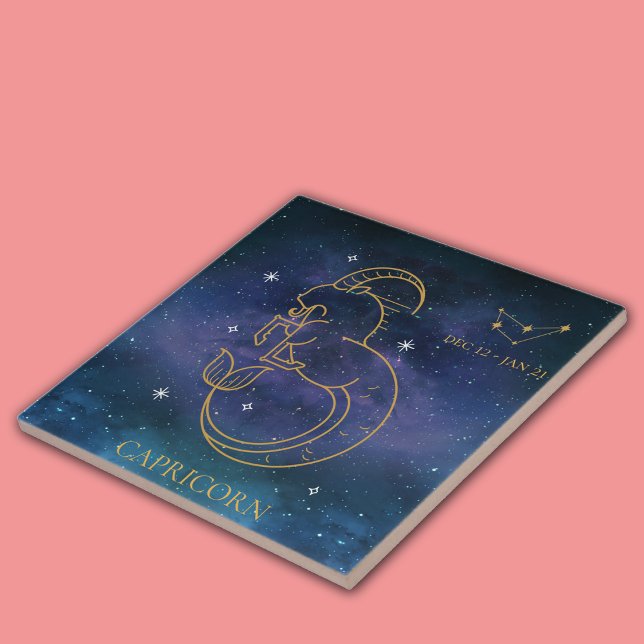 Carreau Capricorne signe Zodiac Constellation décorative (Capricorn Zodiac Sign Constellation Decorative Ceramic Tile)