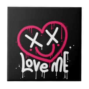 Carreau caractère de coeur avec yeux morts et sourire pulv