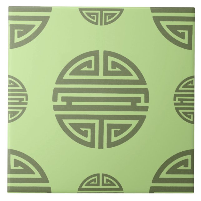 Carreau Caractère de longévité chinois Shou vert jade (Devant)