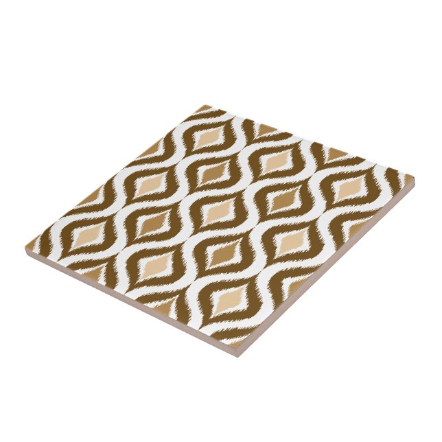 Carreau Caramel Café Brown Retro Chic Ikat gouttes Motif (Côté)