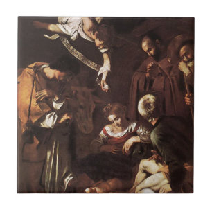 Carreau Caravaggio - nativité avec le St Francis et le St
