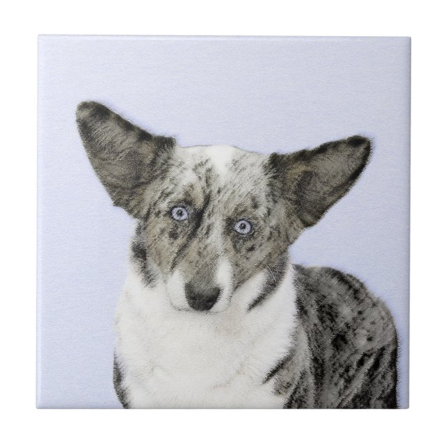 Carreau Cardigan Welsh Corgi Peinture - Art Chien original (Devant)