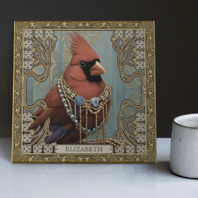 Carreau Cardinal Spirit Animal Nom Personnalisé Champ (Créateur téléchargé)