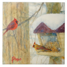 Cardinaux d'hiver à l'aquarelle